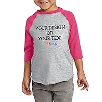 Custom Shirt for Boys Girls Toddler Raglan Your Image Text Baseball T-Shirt Front/Back Print