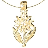 Jewels Obsession Silver Flower Necklace | 14K Yellow Gold-plated 925 Silver Daisy Flower Pendant with 18