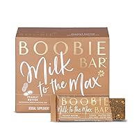 Boobie Bar Superfood Lactation Bars, Lactation Snacks for Breastfeeding to Increase Milk Supply, Fenugreek-Free, Gluten-Free, Dairy-Free, Vegan - Peanut Butter (1.7 Ounce Bars, 6 Count)