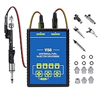 High Pressure Fuel Injector V50 Universal Fuel Injector Driver Box GDI Fuel Cleaning Tool Fuel Injection Systems Cleaners For Gasoline Fuel,Diesel Fuel,GDl Injectors 5 Pulse Modes 1-20HZ & 6 Adapters