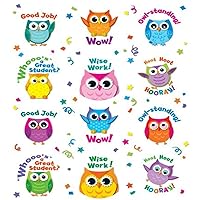 Carson Dellosa 72-Piece Colorful Owl Motivational Stickers for Kids Classroom Pack, Owl Classroom Stickers, Perfect for Incentive Charts, Reward Stickers and More (6 Sheets)