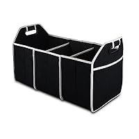 Car Trunk Organizer, Portable Foldable Waterproof Auto Storage Bag with 3 Compartments, Collapsible Cargo Trunk Groceries Organizer, Car Accessories Universal for SUV, Truck, Van, Sedan (Black2)