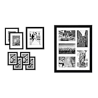 Americanflat Black Photo Frame Bundle - Includes One 11x14 Frame, Two 8x10 Frames, Four 5x7 Frames, and One 11x14 5-Opening Collage Frame