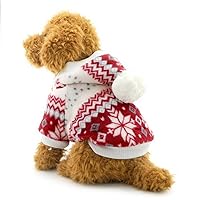 Ranphy Small Dog Hooded Sweater Snowflake Dog Coat Fleece Lined Hoodie Winter Jacket for Cats Puppy Outfit Dog Apparel Christmas Costume Red L