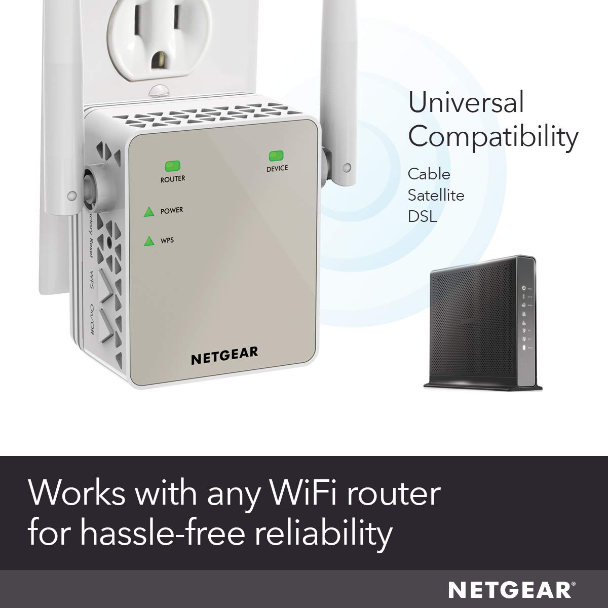 NETGEAR Wi-Fi Range Extender EX6120 - Coverage Up to 1500 Sq Ft and 25 Devices with AC1200 Dual Band Wireless Signal Booster & Repeater (Up to 1200Mbps Speed), and Compact Wall Plug Design, White