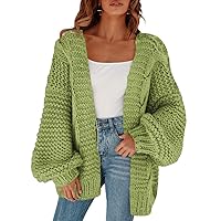 Remikstyt Womens Chunky Cardigan Cable Knit Oversized Open Front Cardigan Sweaters
