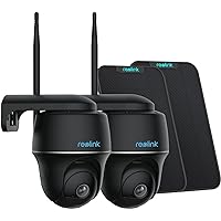 REOLINK Argus PT-B +Solar Panel (2 Pack Bundle),Security Camera Outdoor Wireless,360° Pan-Tilt View, 5MP Night Vision, 2.4/5Ghz WiFi, Solar Security Camera with Person/Vehicle Detection