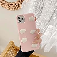 Bonitec Case for iPhone 14 Pro Max Case, iPhone 14 Pro Max Silicone Case with Cute White 3D Cloud Slim Thin Soft Pretty Cover Shockproof Protective Phone Case for Girls Women, Pink
