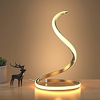 NUÜR Spiral LED Table Lamp, Modern 3 Colors Dimmable Desk Lamp with Minimalist Lighting Design & Touch Controller, Creative Stylish Smart Lamp for Bedroom, Office, Home (Gold)