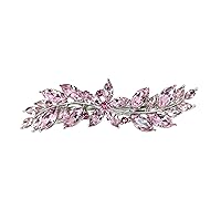 Faship Gorgeous Pink Rhinestone Crystal Small Flower Barrette Clip