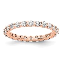 14k Rose Gold Polished Size 5 Shared Prong 1 Carat Diamond Eternity Band Jewelry for Women