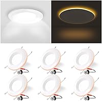 5/6 Inch LED Recessed Light with Night Light, Dimmable, 9W=85W, 3000K Warm White, 700LM Recessed Lighting Downlight, Damp Rated, Simple Retrofit Installation, ETL Listed - 6 Pack