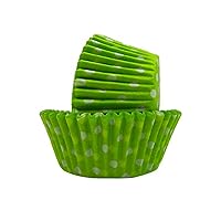 Regency Wraps Greaseproof Professional Grade Standard Baking Cups, Pack of 40, Lime/White Polka Dots
