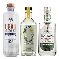 USKO Original Non Alcoholic Vodka | CeroCero White Grapefruit & Lemongrass Gin Alternative | Pearsons Botanicals London Botanic Gin Alternative | Premium Non Alcoholic Drinks by Spirits of Virtue 70cl