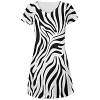 animalworld Zebra Print White All Over Juniors Cover-Up Beach Dress