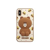 LINE Friends KCL-CHB003 iPhone Xs/iPhone X Case, Hamburger Brown (Line Friends Silicone Case), iPhone Cover, 5.8-Inch, Officially Licensed Product