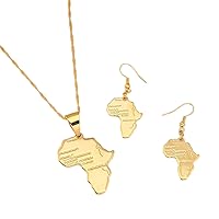 Big Size Crystal Africa Map Pendant Necklace Women Girl 24K Gold Plated African Map Hiphop Item