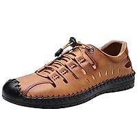 Vegan Leather Sandal For Men Occasional Bungee Lacing Breathable Outside Steel Close Toe Hollow Out Hiking Elastic Lock Shoes