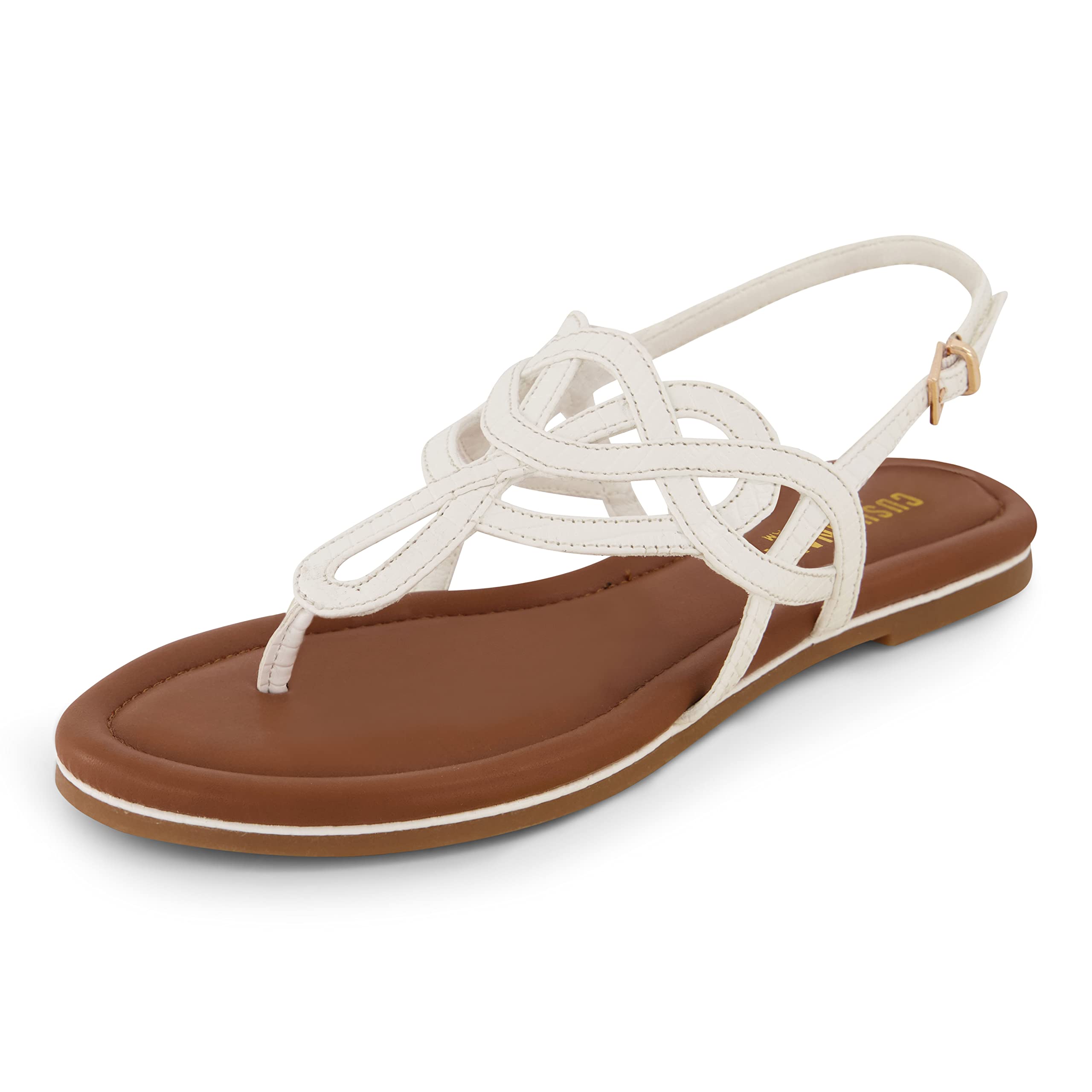 CUSHIONAIRE Women's Judit flat sandal +Comfort Foam, Wide Widths Available