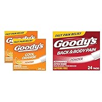 Goody's Extra Strength Cool Orange Headache Powder, 24 Packs (2 Pack) & Back and Body Pain Relief Powder, 24 ct Bundle