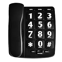 Big Button Phone for Elderly, HePesTer P-02 Amplified Corded Phone for Hearing Impaired Aid with Extra Loud Ringer Landline Telephone for Seniors Home House Phone Wall Mountable