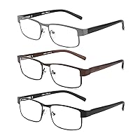 JJWELL 3 Pack Blue Light Blocking Reading Glasses for Men Anti Computer Glare/Eyestrain Spring Hinge Readers with Pouches