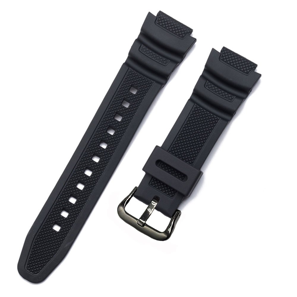 Replacement Watch Band 18mm Black Resin Strap Compatible with Casio Men's G-Shock SGW-400H/SGW-300H