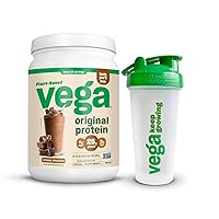 Original Protein Powder + Shaker Cup Bundle, Creamy Chocolate Plant Based Protein Drink Mix with Protein Shaker Cup, 28oz