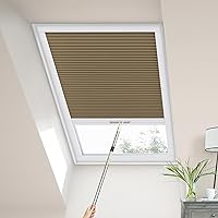Blackout Window Blinds & Shades, Skylight Shades Blinds Window Cordless Cellular Shades Room Darkening Honeycomb Blinds for Roof Inclined Plane Room Windows - Custom Size (Brown)