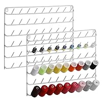 Thread Holder Wall Mount 54 Spools Sewing Thread Rack Embroidery Thread Organizer Rack Sewing Thread Holder White with Hanging Tools for Quilting Braiding Hair Metal 2 Pack