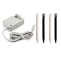 3DS Charger Bundle, 1 Pack Charger and 4 Pack Stylus Pen for Nintendo 3DS