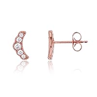 DECADENCE Sterling Silver Multi 3d Micro Pave Stud Earrings for Women and Girls | AAA Cubic Zirconia Cubic Zirconia Diamond | Heart Moon Arrow Circle Tri Heart Cross Pineapple | Hypoallergenic Studs |