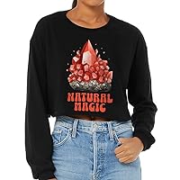 Natural Magic Cropped Long Sleeve T-Shirt - Crystal Women's T-Shirt - Cool Design Long Sleeve Tee