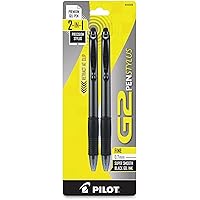 Pilot, G2 Pen Stylus, Fine Point 0.7 mm, Pack of 2, Black Ink, Gray Barrel