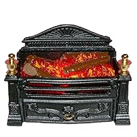 Dollhouse Victorian Glowing Log Fire Grate Miniature Fireplace Accessory 12V