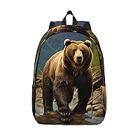 Canvas Backpack for Men Women Laptop Backpack Brown bear Travel Rucksack Lightweight Canvas Daypack
