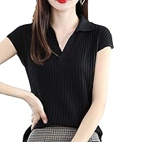 Spring and Autumn Sweater Cashmere Women's T-Shirt Pullover Short Sleeve Cashmere Short Sleeve Knitted Top