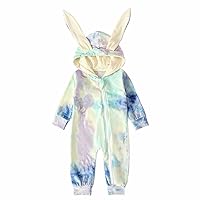 Infant Easter Girls Long Sleeve Baby Bunny Costume Spring Baby Bodysuit Crawling Suit Hooded Long Sleeve