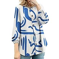 Women's Irregular Hem Fashion Bubble Sleeve Loose Shirt Solid Color Elegant Blouse Plus Size Button Down Simple Shirts