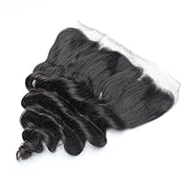 Brazilian Virgin Loose Wave Human Hair Pre Plucked Full Lace Frontals Pieces 20 Inch 1B Natural Color Ear To Ear Lace Frontal Closure With Baby Hair 13X4