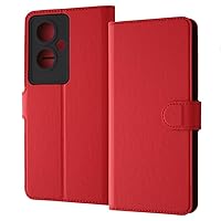 Oppo A79 5G Shockproof Notebook Type Case Cover with Large Capacity Storage Pocket Simple Magnet Red