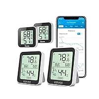 Bundle-4 Items: Govee Hygrometer Thermometer 4 Pack, Humidity Temperature Gauge with App Alert, Mini Bluetooth Digital Thermometer Humidity Sensor with Data Storage