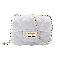 Amamcy Fashion Candy Color Handbag Satchel Mini Pink Purse Jelly Shoulder  Bag Crossbody Purse with Pearls Handle Chain Strap(Small)