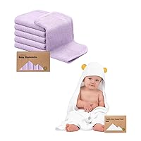 KeaBabies Baby Washcloths and Baby Hooded Towel - Bamboo Viscose Baby Towels and Washcloths - Bamboo Viscose Baby Towel, Toddler Towels, Hooded Towels for Baby