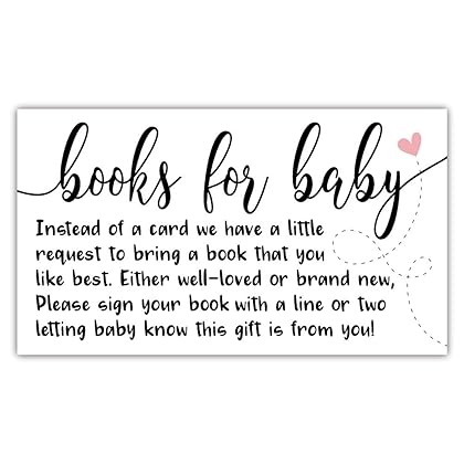 50 Sweet Heart Books for Baby Shower Request Cards - Baby Shower Invitation Inserts