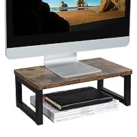 Black Eono Wood Monitor Stand for TV PC Laptop Computer Screen Riser Desk Storage for Home and Office 