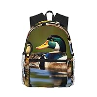 Two Mallard Ducks Print Backpack For Women Men, Laptop Bookbag,Lightweight Casual Travel Daypack