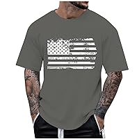 Independence Day Patriotic Shirts Men's Short Sleeves Crewneck T-Shirt Workout Casual Shirt USA Flag Graphic Blouses
