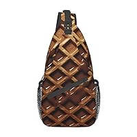 Chocolate Waffles Sling Bag Lightweight Crossbody Bag Shoulder Bag Chest Bag Travel Backpack for Women Men