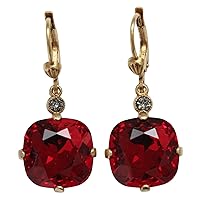 Goldtone Crystal Round Earrings, Red 6556G